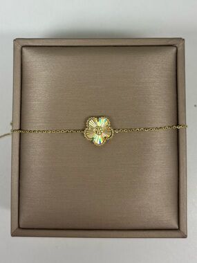 10k Solid Yellow Gold Adjustable Flower Bracelet Super Shiny